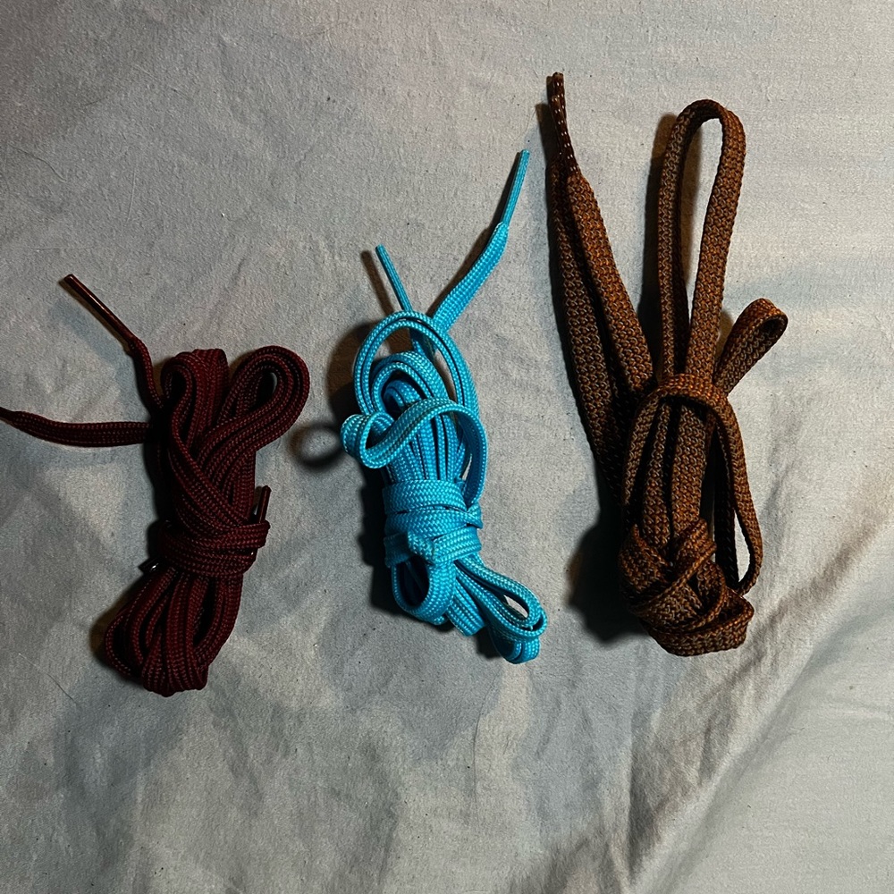 NoBull women’s laces (burgundy, blue, and brown). Never used. $10 for all three